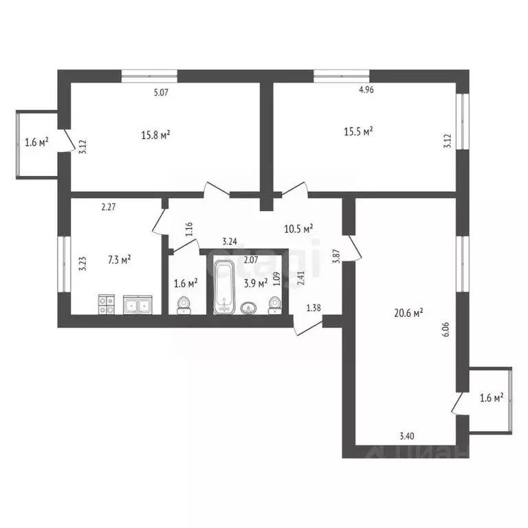 3-к кв. Крым, Сакский район, Новофедоровка пгт ул. Сердюкова (76.0 м) - Фото 2