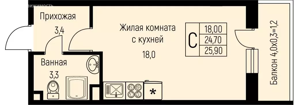 Квартира-студия: посёлок Берёзовый, посёлок Прогресс, жилой комплекс ... - Фото 0