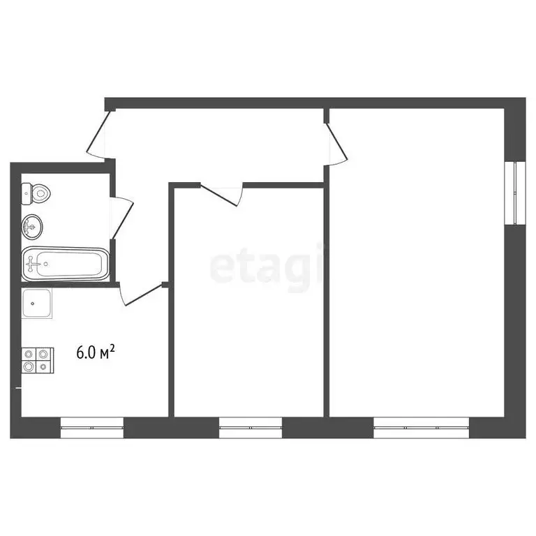 2-комнатная квартира: Рыбинск, Луговая улица, 4 (44 м) - Фото 1