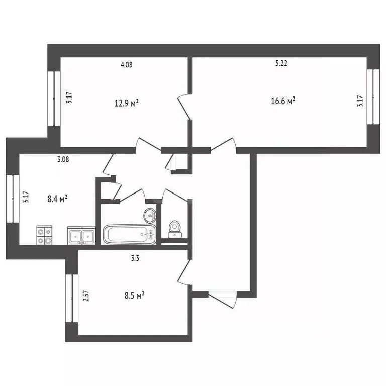 3-к кв. Белгородская область, Белгород ул. Победы, 71 (61.1 м) - Фото 1
