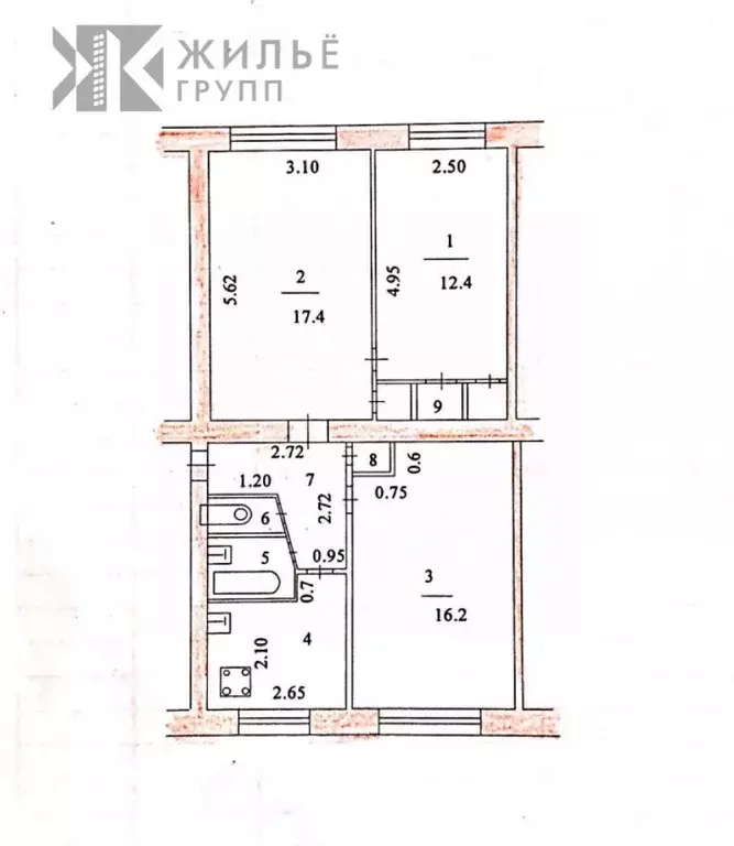 3-к кв. Татарстан, Казань ул. Короленко, 35а (62.4 м) - Фото 1