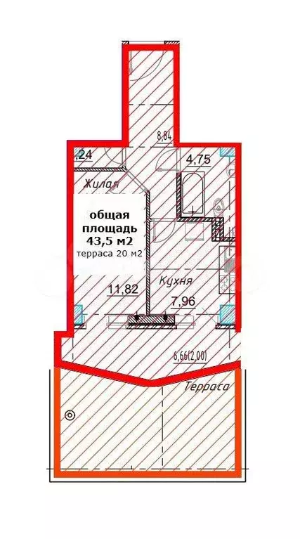 1-к. квартира, 43,5 м, 2/24 эт. - Фото 0