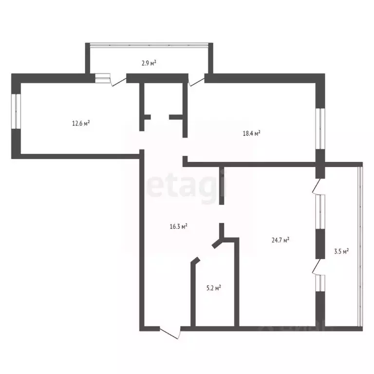 2-к кв. Брянская область, Брянск ул. Чернышевского, 20 (79.3 м) - Фото 1