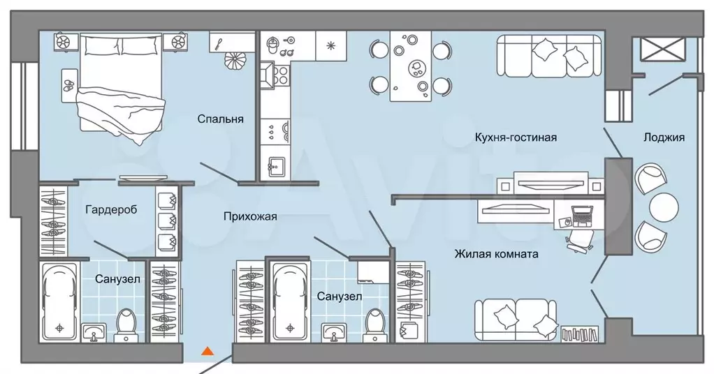 3-к. квартира, 76 м, 7/8 эт. - Фото 0