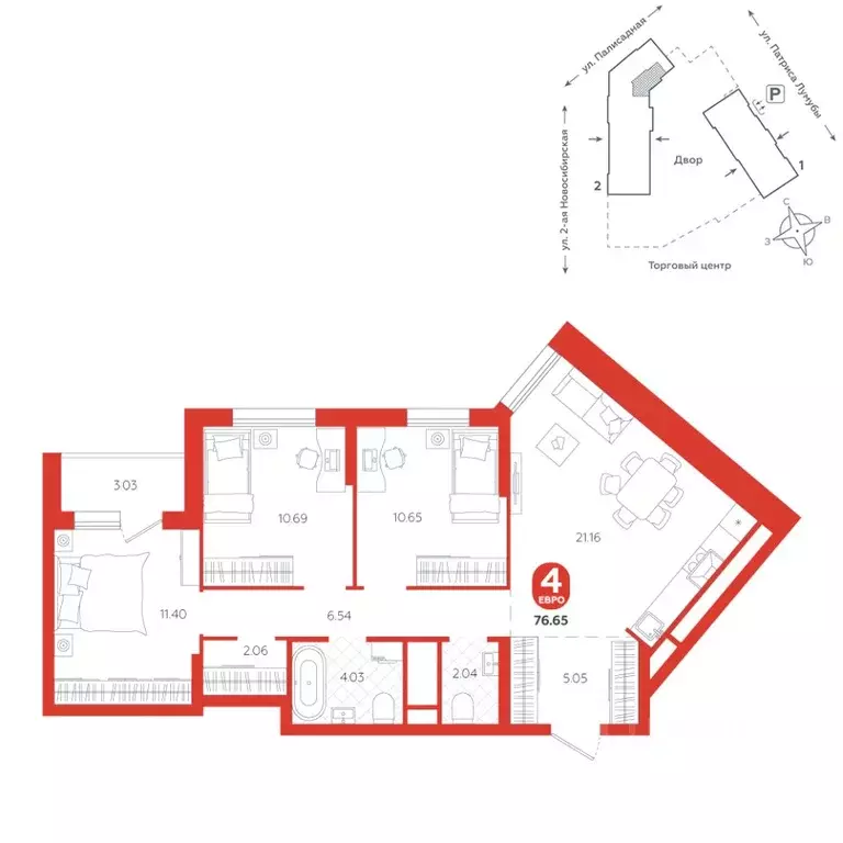 4-к кв. Свердловская область, Екатеринбург ул. Патриса Лумумбы, 4А ... - Фото 1