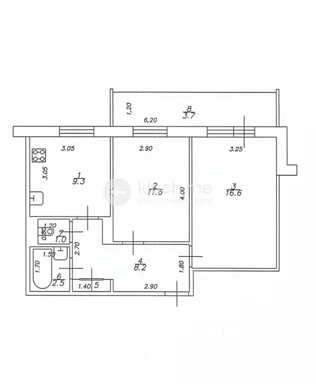 2-к кв. Татарстан, Казань ул. Юлиуса Фучика, 66 (49.8 м) - Фото 2