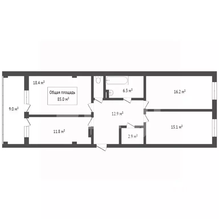 3-к кв. Томская область, Томск ул. Трифонова, 22 (84.6 м) - Фото 1