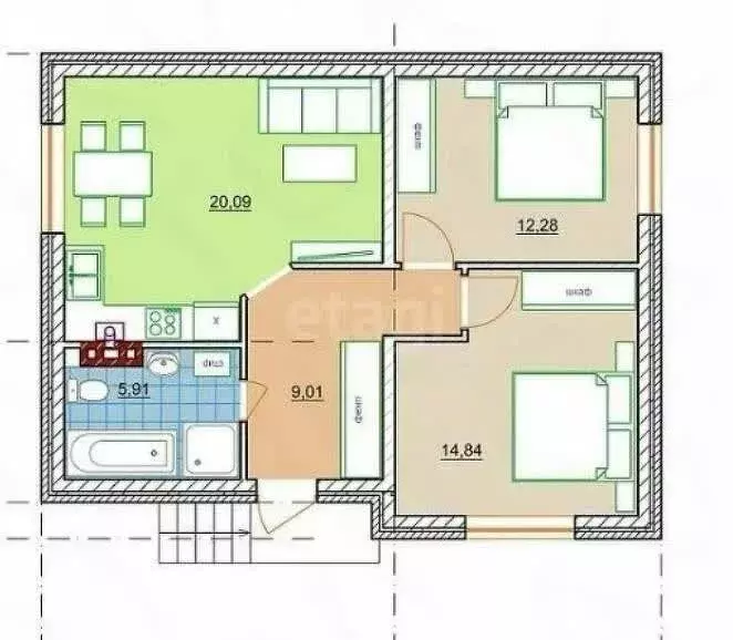 Дом в Кострома, СТ Юбилейное (45 м) - Фото 1