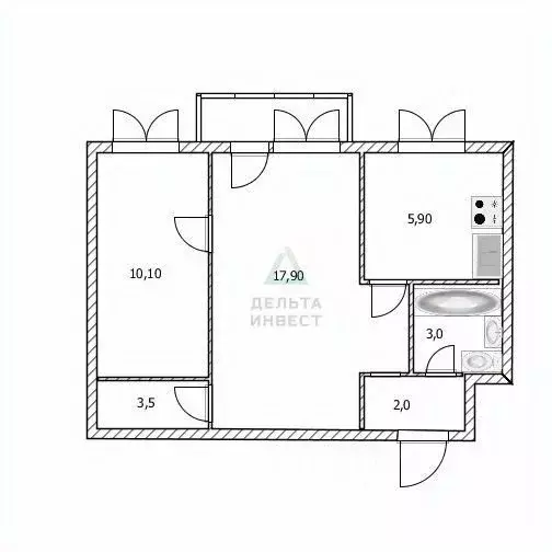 2-к кв. Башкортостан, Уфа просп. Октября, 29 (42.0 м) - Фото 1