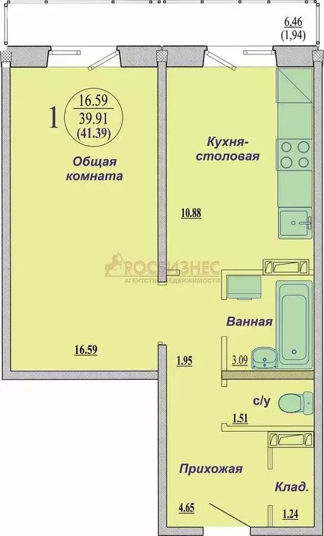 1-комнатная квартира: Новосибирск, Бронная улица, 7 (41.39 м) - Фото 0