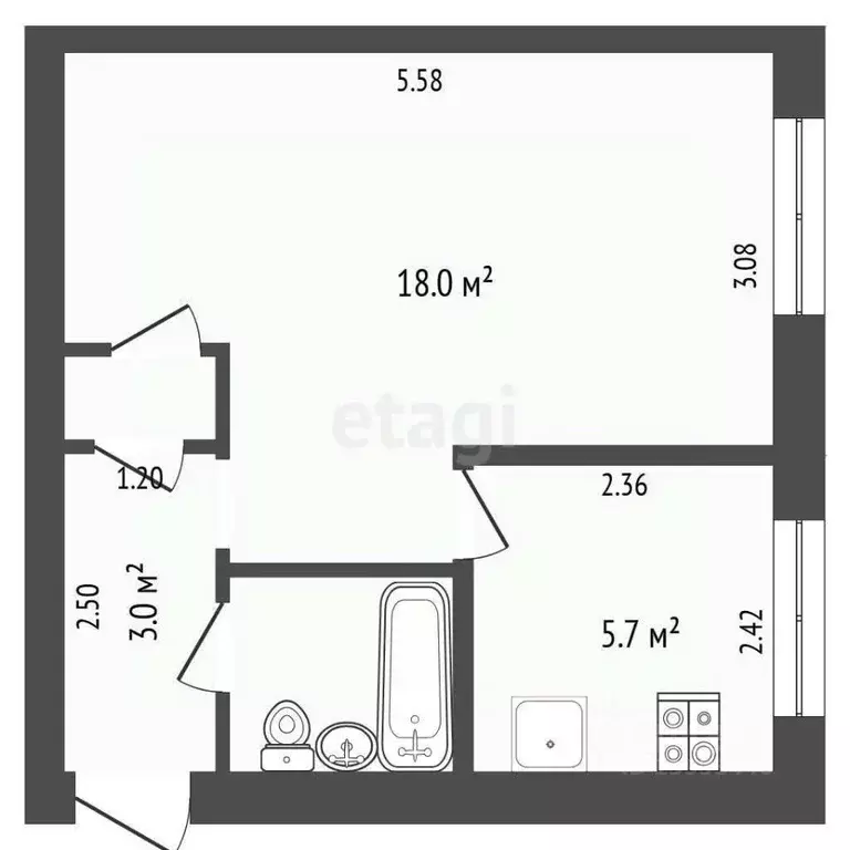 1-к кв. Тюменская область, Тюмень ул. Червишевский Тракт, 72А (30.2 м) - Фото 2