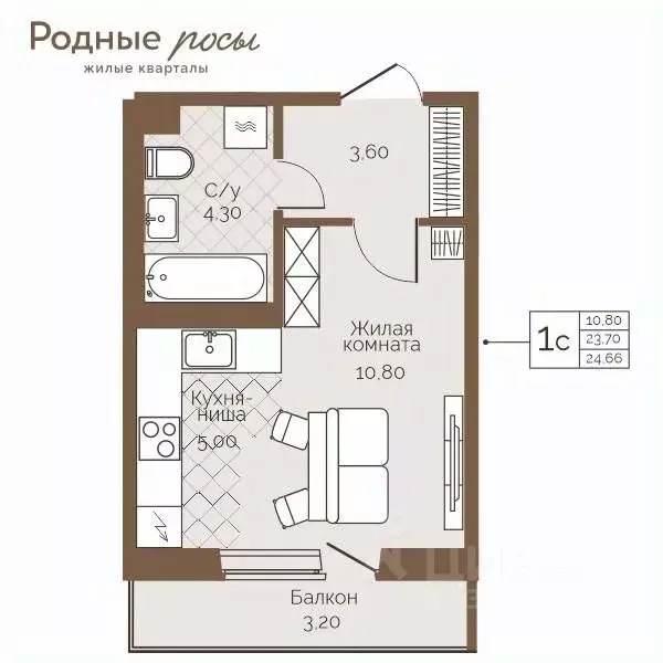 1-к кв. Пермский край, Пермский муниципальный округ, с. Фролы Родные ... - Фото 1