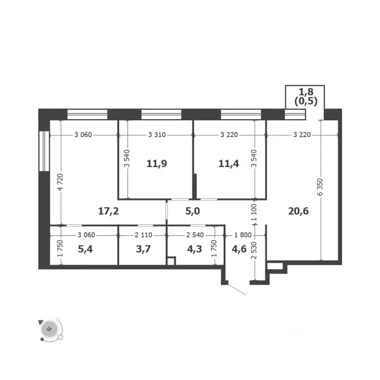 3-к кв. Москва проезд Проектируемый № 7021А (85.1 м) - Фото 1