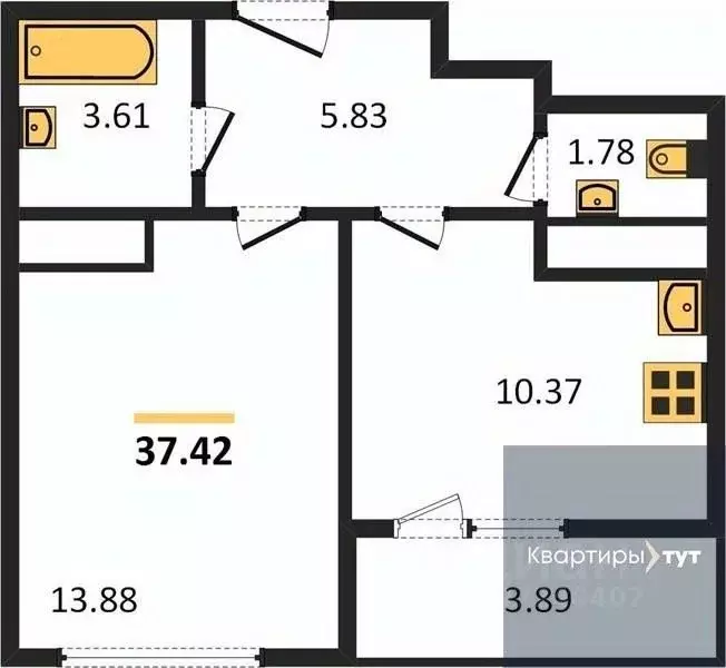 1-к кв. Воронежская область, Воронеж Средне-Московская ул., 60 (37.42 ... - Фото 0