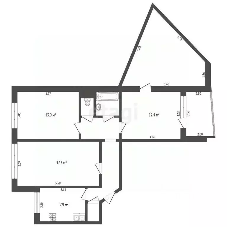 3-к кв. Тюменская область, Тюмень ул. Домостроителей, 18 (65.1 м) - Фото 2