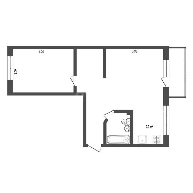 2-комнатная квартира: микрорайон Метелёва, Метелёвская улица, 4 (44 м) - Фото 1