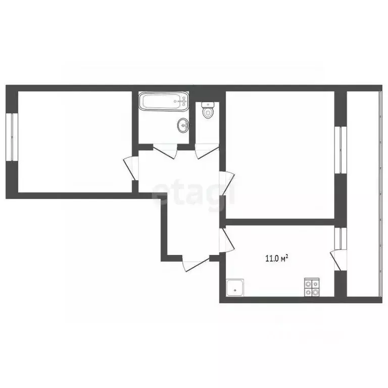 2-к кв. Тамбовская область, Тамбов ул. Запрудная, 6 (51.9 м) - Фото 2