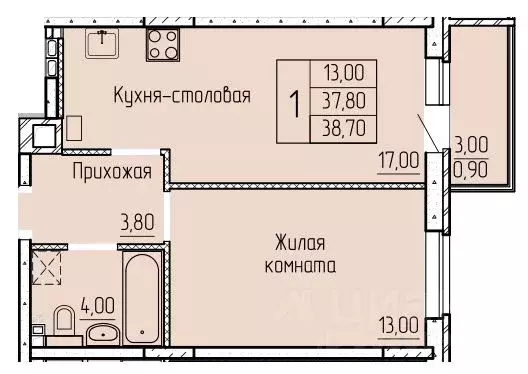 1-к кв. Ростовская область, Батайск ул. Макаровского, 4к2 (38.9 м) - Фото 0