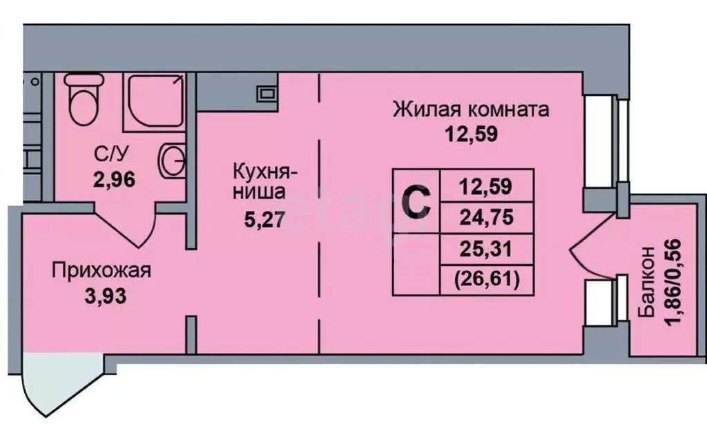 Квартира-студия: Ижевск, Ракетная улица, 28А (26.6 м) - Фото 0