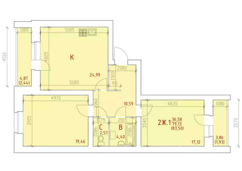 2-к кв. Вологодская область, Череповец 109-й мкр,  (83.5 м) - Фото 0