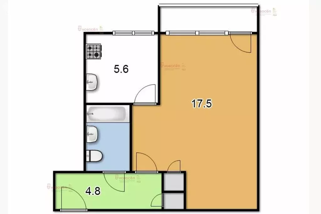 1-комнатная квартира: Екатеринбург, Белореченская улица, 36к1 (29 м) - Фото 0