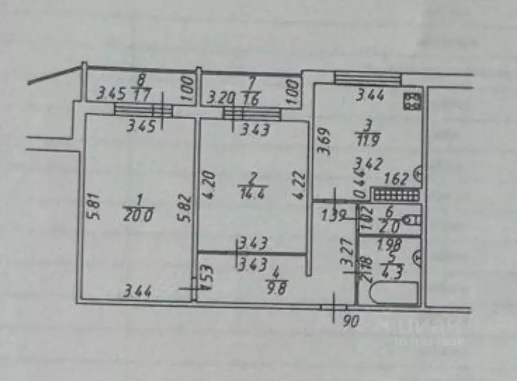 2-к кв. Татарстан, Нижнекамск ул. Ямьле, 6 (62.4 м) - Фото 2