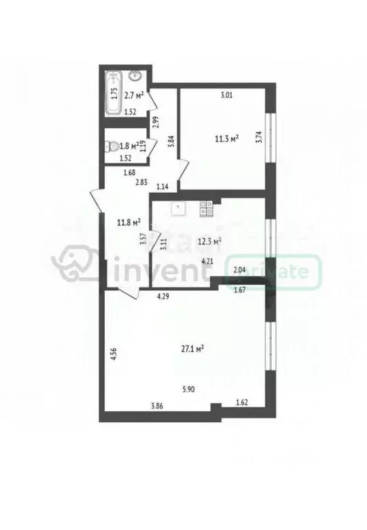 2-к кв. Калининградская область, Калининград Стрелковая ул., 8А (67.0 ... - Фото 1