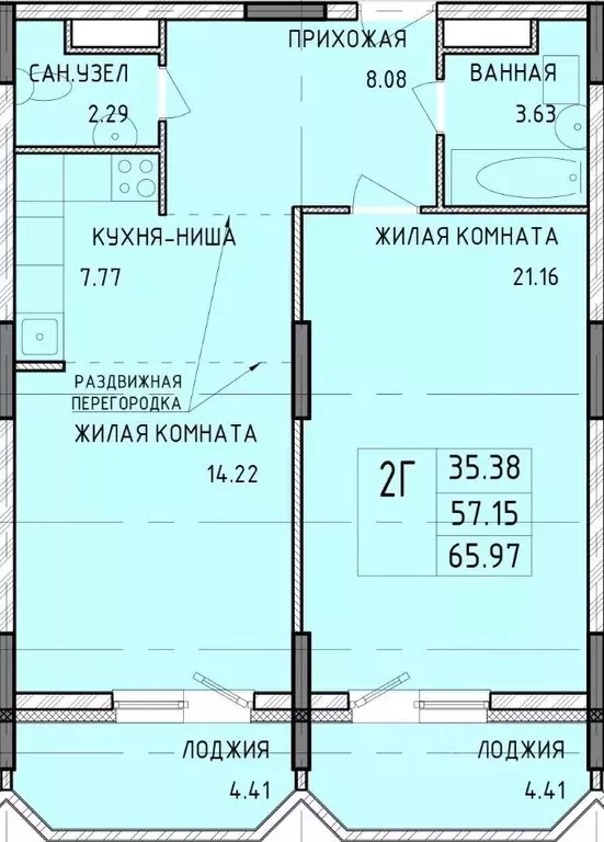 2-к кв. Тульская область, Тула Рязанская ул., 19 (65.97 м) - Фото 0