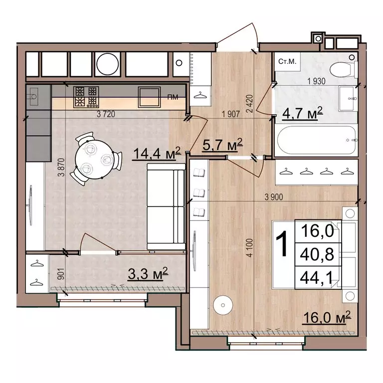 1-комнатная квартира: Рязань, район Кальное, жилой комплекс Еврокласс ... - Фото 1