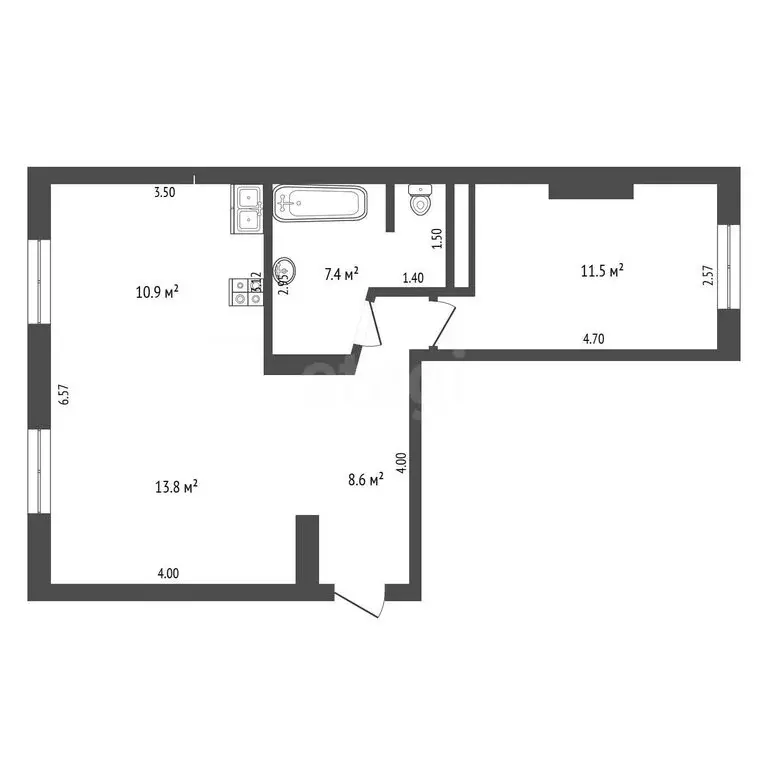 2-комнатная квартира: Альметьевск, улица Ленина, 11 (54.9 м) - Фото 1