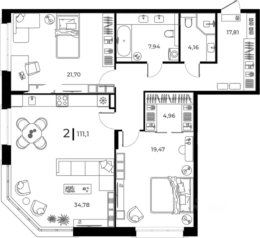 2-к кв. Пензенская область, Заречный Братская ул., 8 (111.1 м) - Фото 1