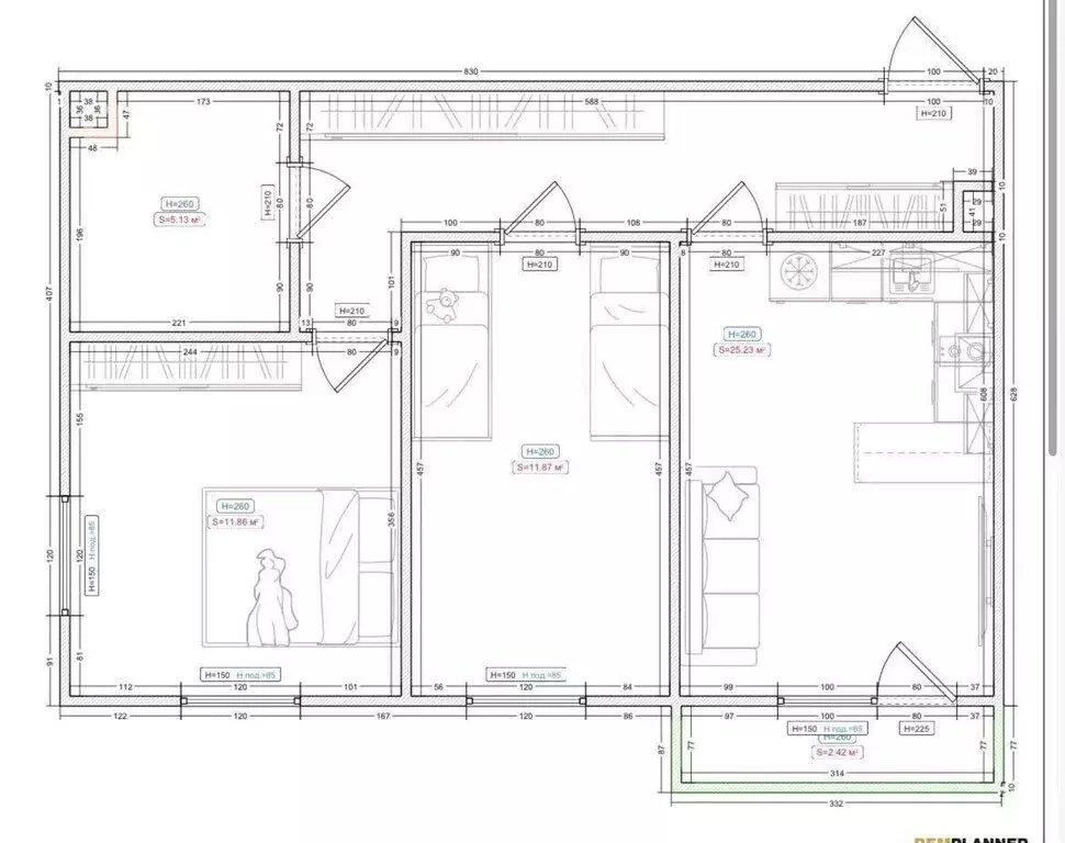 3-комнатная квартира: Иркутск, Старо-Кузьмихинская улица, 22/2 (54.9 ... - Фото 1