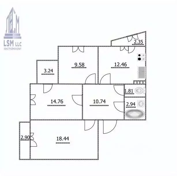 3-к кв. Ленинградская область, Всеволожский район, Заневское городское ... - Фото 2