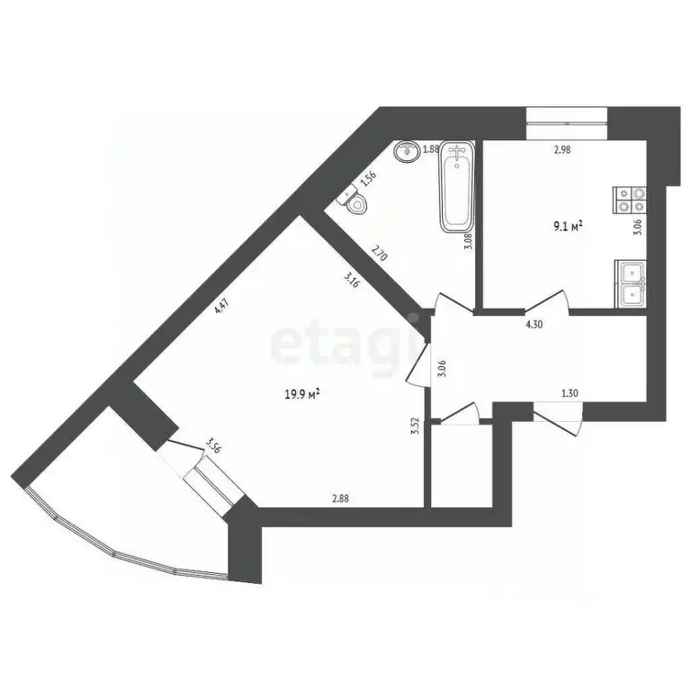1-к кв. Кемеровская область, Кемерово Стахановская ул., 8А (45.0 м) - Фото 0
