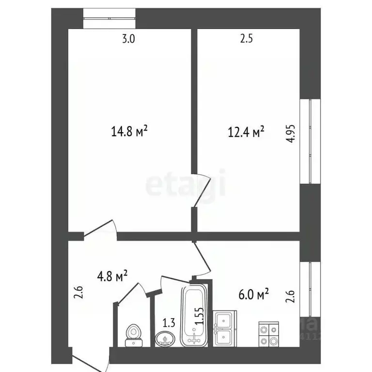 2-к кв. Белгородская область, Борисовка городское поселение, Борисовка ... - Фото 1