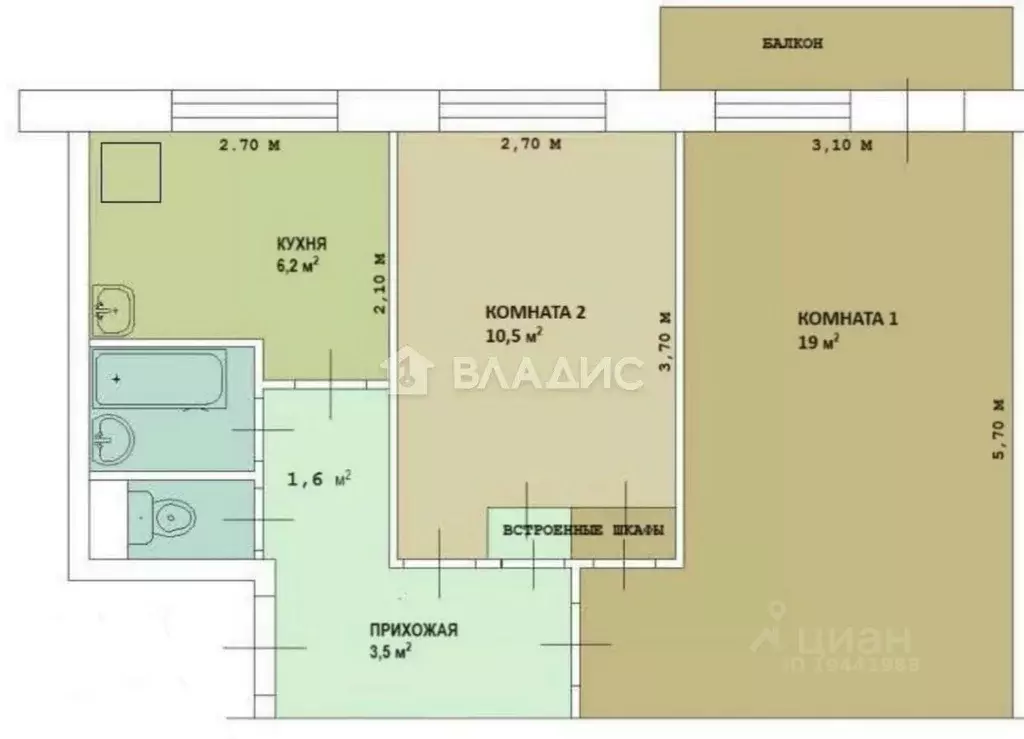 2-к кв. Москва Дубининская ул., 20С1 (44.5 м) - Фото 1