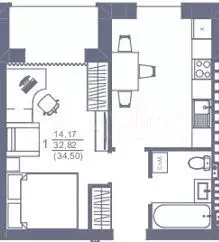 1-к. квартира, 35м, 2/3эт. - Фото 1