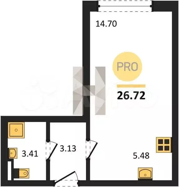Квартира-студия, 26,7 м, 12/24 эт. - Фото 0