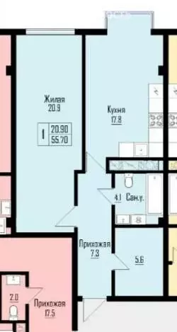1-комнатная квартира: Нальчик, улица Чернышевского, 197 (55.7 м) - Фото 0