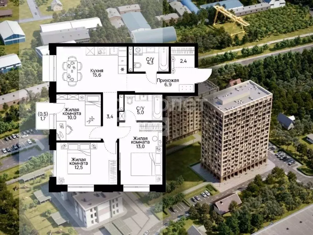 3-к кв. Амурская область, Благовещенск Набережная ул., 44 (73.6 м) - Фото 1