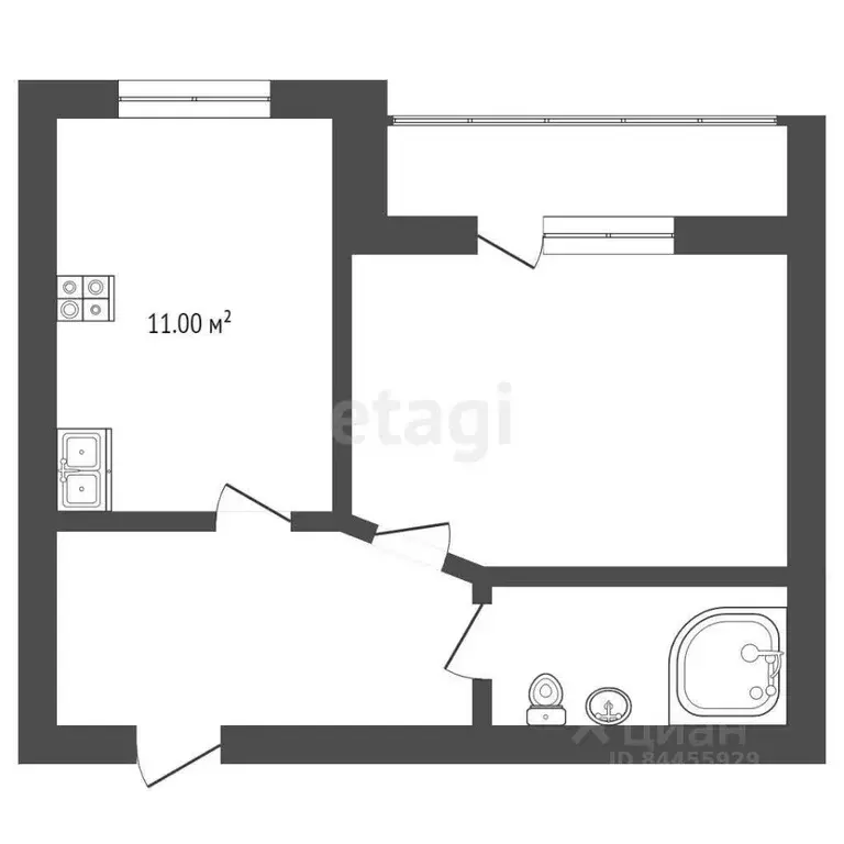 1-к кв. Ростовская область, Таганрог ул. Нестерова, 19 (37.5 м) - Фото 1