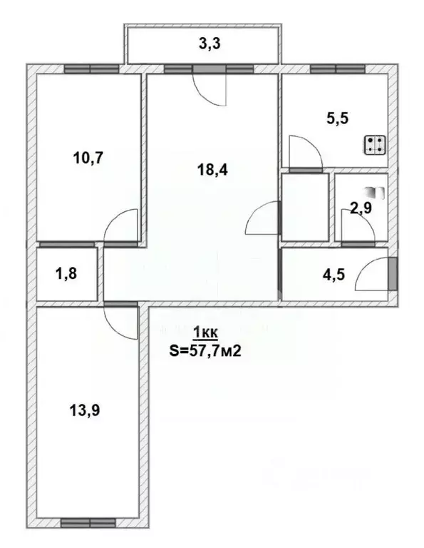 3-к кв. Калининградская область, Калининград ул. Чекистов, 94 (57.7 м) - Фото 1