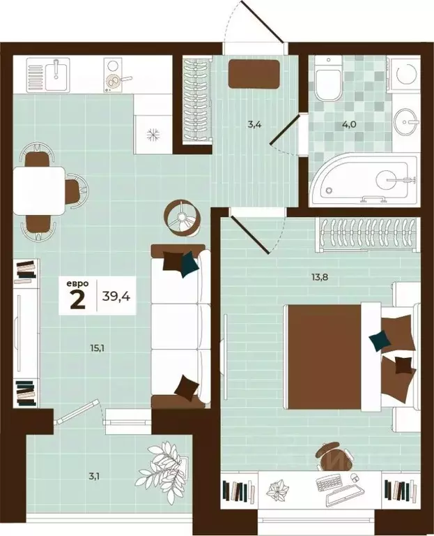 2-к кв. Тульская область, Тула ул. Академика Насоновой, 3 (39.4 м) - Фото 1