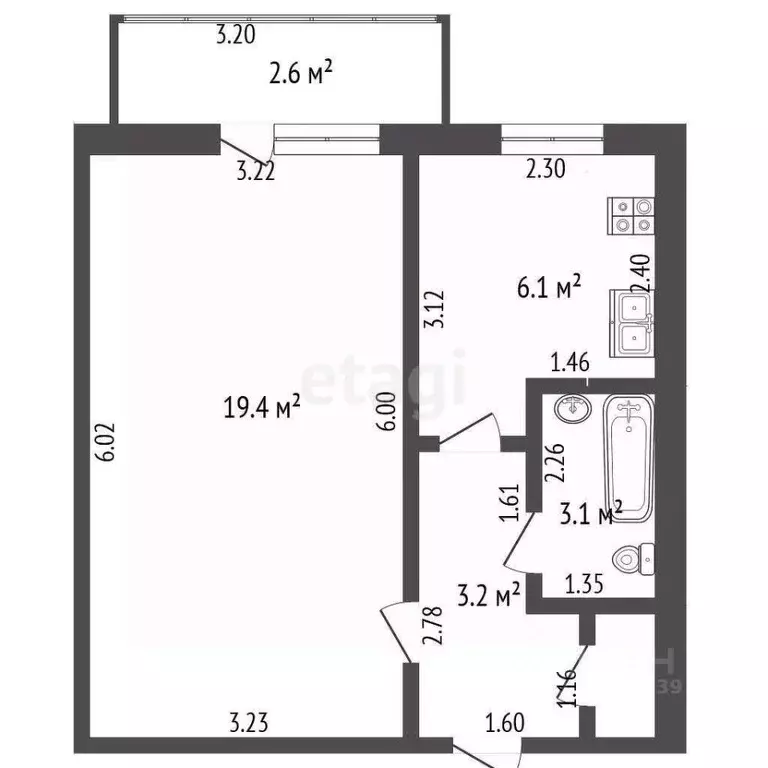 1-к кв. Башкортостан, Стерлитамак Михайловский мкр, ул. Сазонова, 12 ... - Фото 2