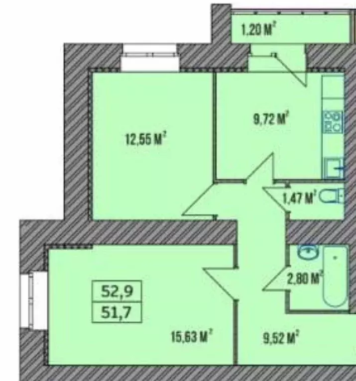 Продаётся 2-к квартира, 52.9 м - Фото 1