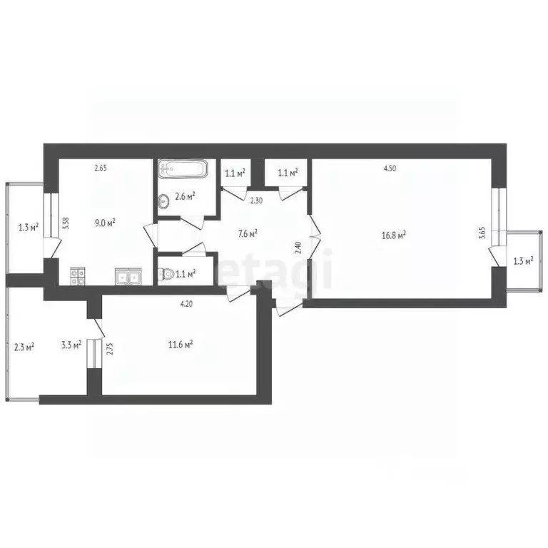 2-к кв. Крым, Черноморское пгт пер. Революции, 20 (49.5 м) - Фото 2