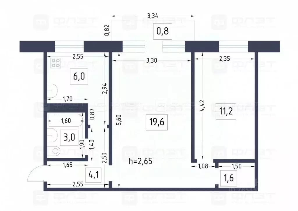 2-к кв. Татарстан, Казань ул. Латышских Стрелков, 9 (46.9 м) - Фото 1