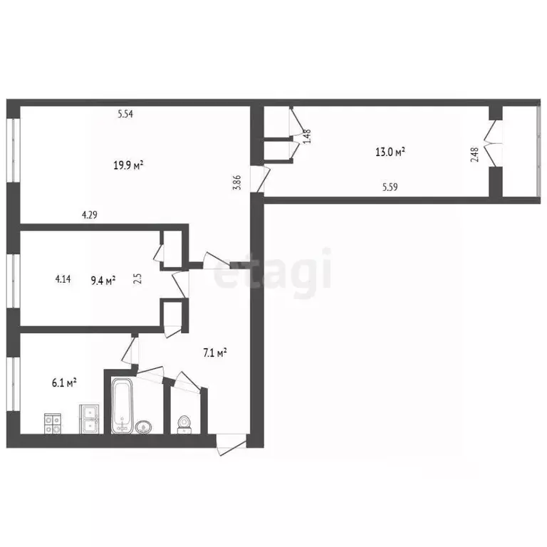 3-к кв. Ярославская область, Ярославль Спартаковская ул., 49к2 (58.0 ... - Фото 1