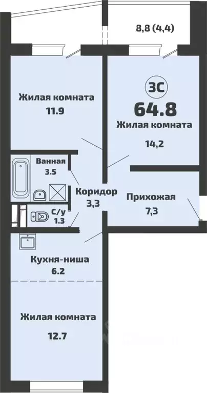 2-к кв. Новосибирская область, Новосибирский район, Станционный ... - Фото 0