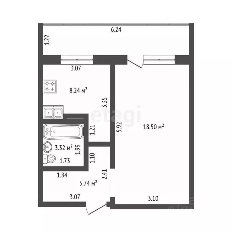 1-к кв. Ульяновская область, Ульяновск ул. Аблукова, 41к1 (35.8 м) - Фото 1